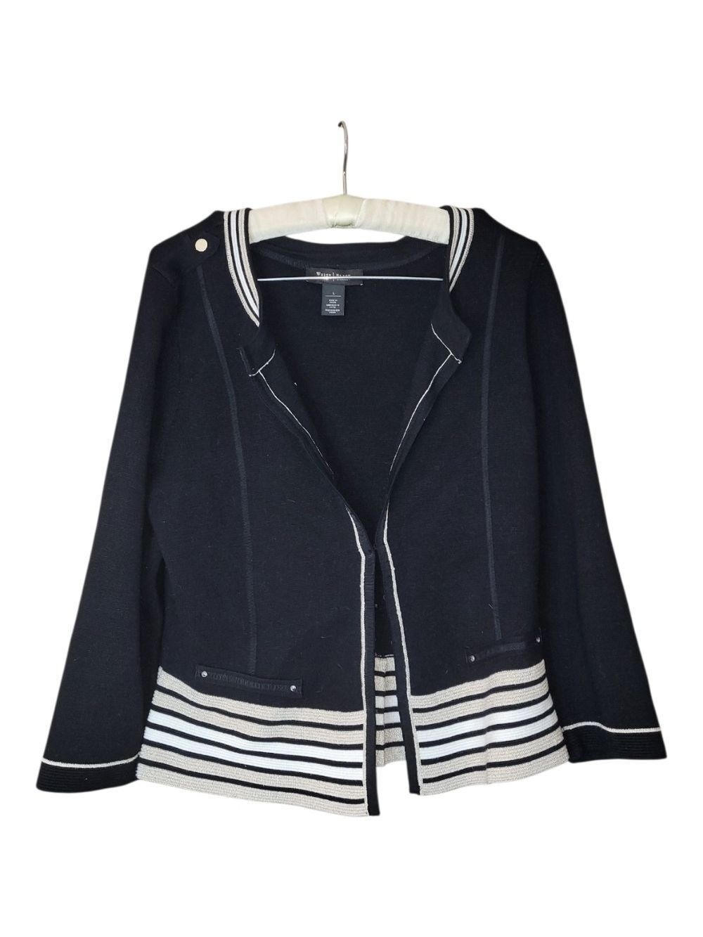 White House Black Market Black And White Dressy Jacket Blazer L